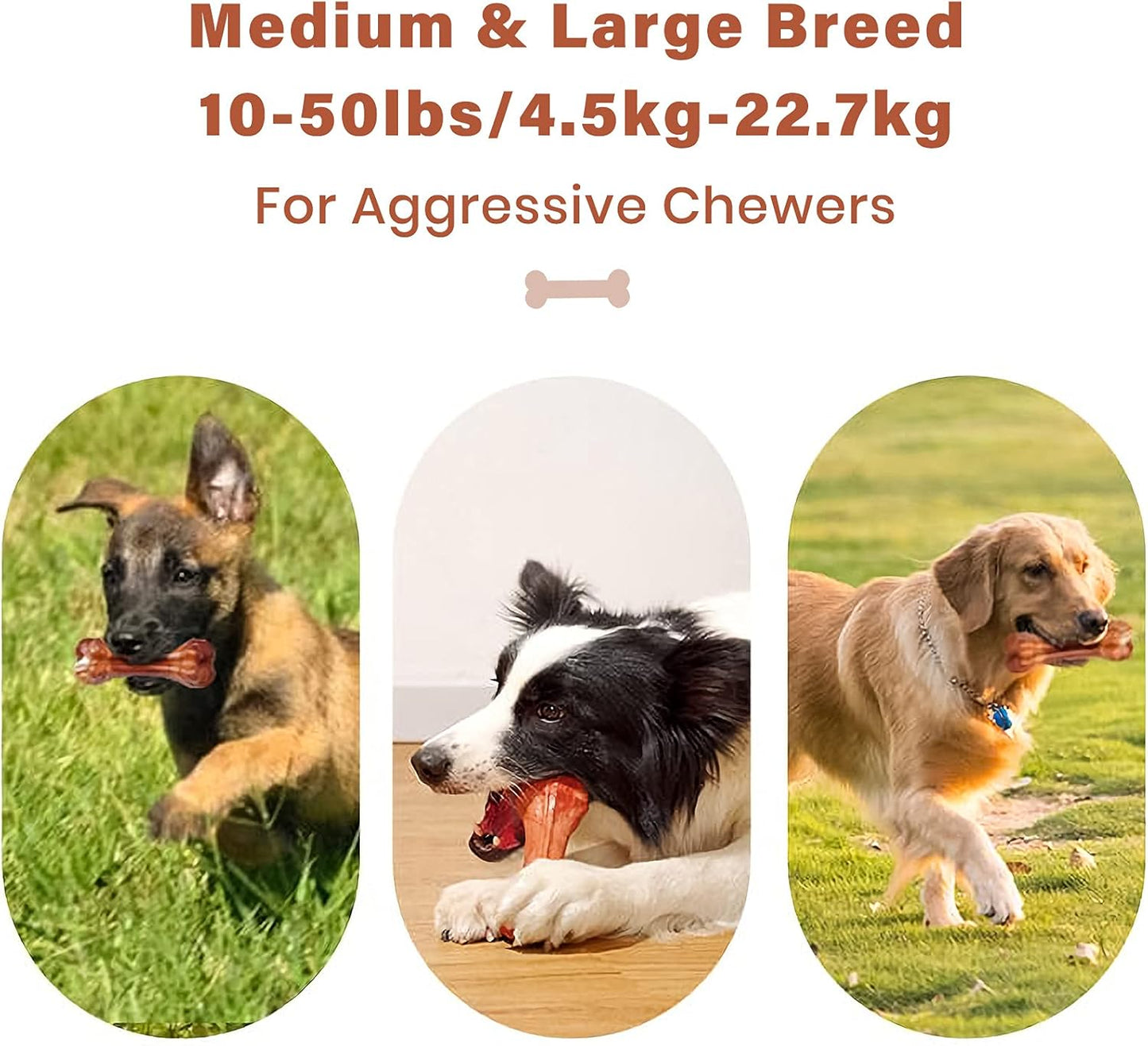 Tough Dog Toys Aggressive Chew Toys for Medium Large Dogs, Durable Dog Bones for Aggressive Chewers, Nylon Dog Teething Cleaning Toys Interactive Dog Toys Puppy Chewers Dogs