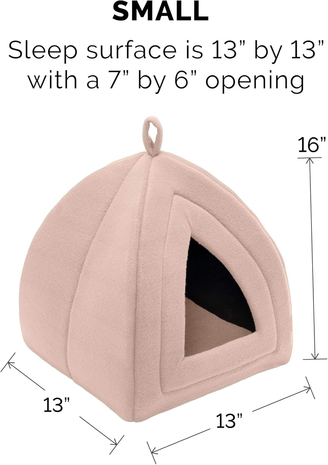 Cat Bed Cave for Indoor Cats & Small Dogs, Washable & Foldable W/ Removable Cushion - Polar Fleece Pet Tent - Beige Buff, Small, 16.0"L X 13.0"W X 13.0"Th