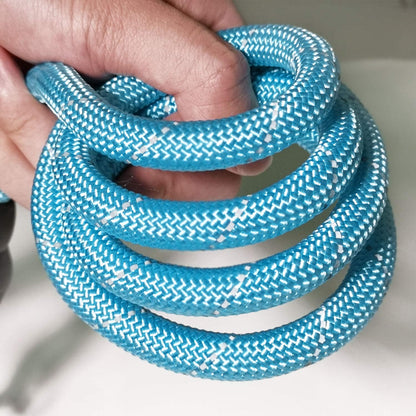 10 FT Strong Dog Leash Extra Heavy Duty Rock Climbing Rope Comfortable Padded Handle Highly Reflective Threads for Small Medium Large Dogs, 1/2 Inch Diameter (Blue)