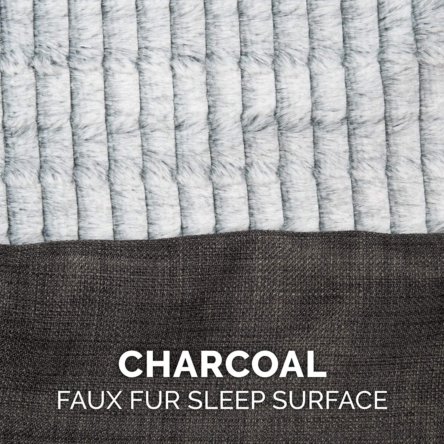 Orthopedic Dog Bed for Large Dogs W/ Removable Bolsters & Washable Cover, for Dogs up to 125 Lbs - Luxe Faux Fur & Performance Linen Sofa - Charcoal, Jumbo Plus/Xxl