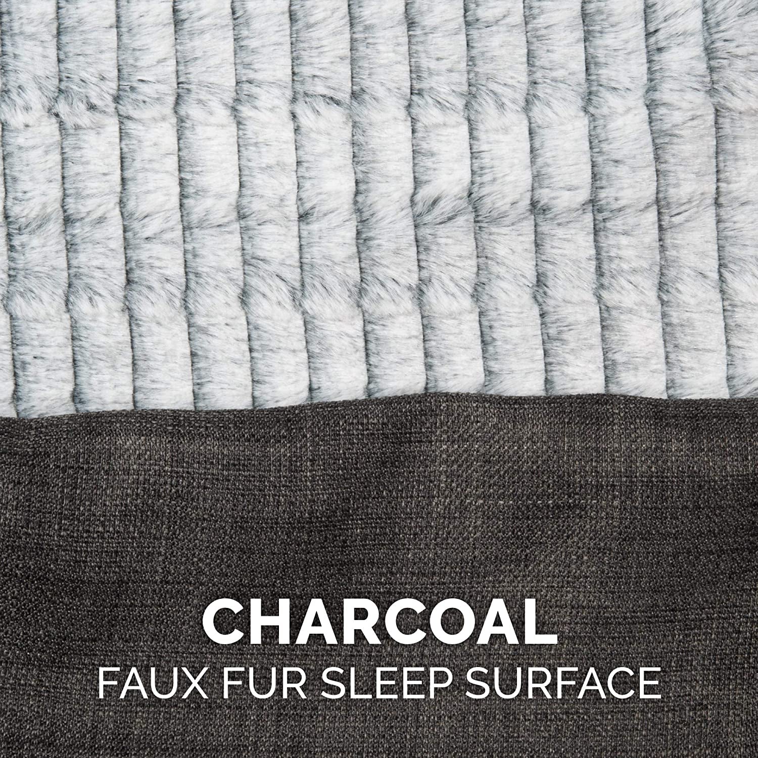 Orthopedic Dog Bed for Large Dogs W/ Removable Bolsters & Washable Cover, for Dogs up to 125 Lbs - Luxe Faux Fur & Performance Linen Sofa - Charcoal, Jumbo Plus/Xxl