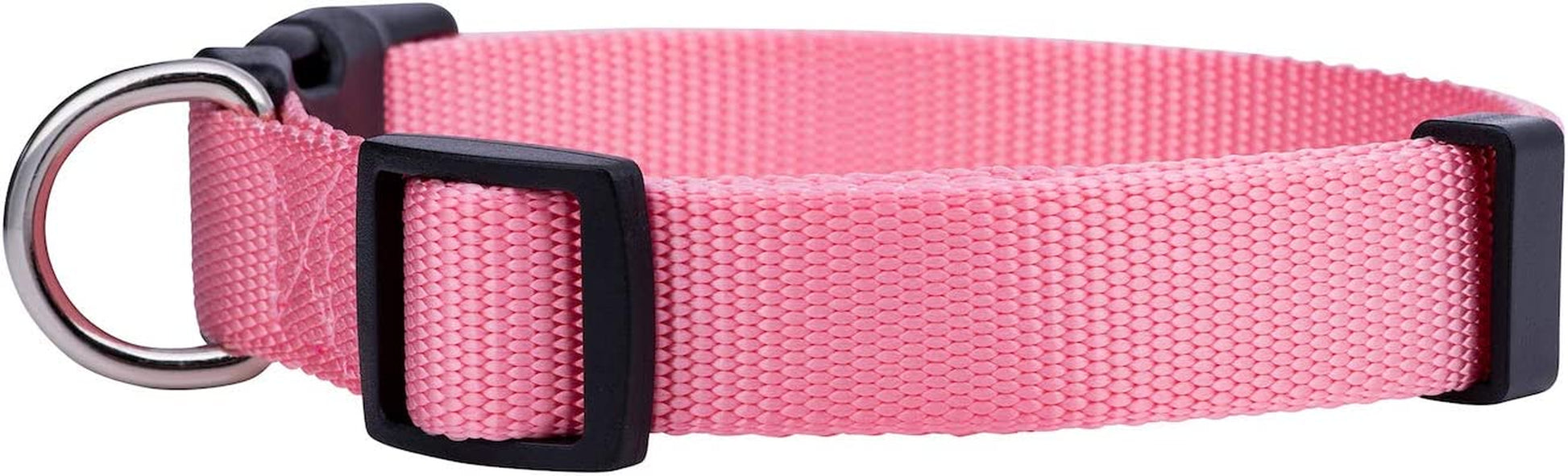 Basic Nylon Dog Collar, Adjustable for Small, Medium, Large Pet and Puppies Accessories, Cute Colors for Male, Female, Boy, Girl, Puppy (Small, Pink)