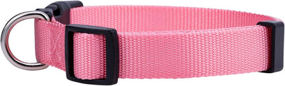 Basic Nylon Dog Collar, Adjustable for Small, Medium, Large Pet and Puppies Accessories, Cute Colors for Male, Female, Boy, Girl, Puppy (Small, Pink)