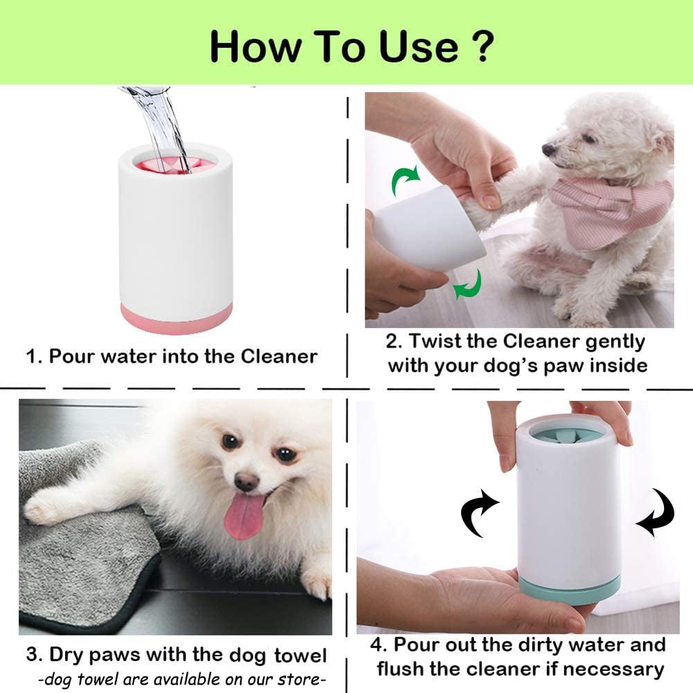 Portable Foot Washer Cup for Small, Medium Dogs and Cats - Muddy Paw Cleaner, Pink L