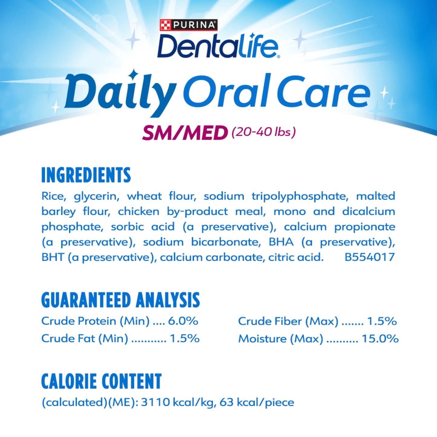 Purina  Daily Oral Care Chicken Flavor Small/Medium Breed Dog Dental Chews – 28.5 Oz Pouch (40Ct)