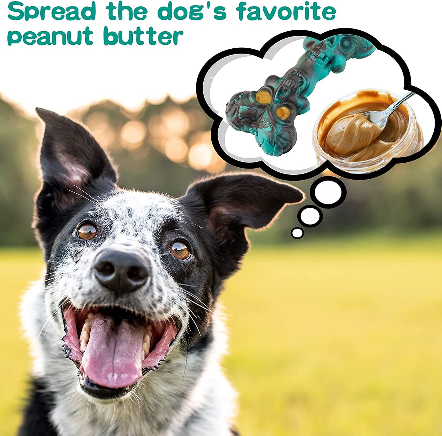 Squeaky Dog Toys for Aggressive Chewers, Indestructible Dog Chew Toy,Tough Dog Toys,Interactive Dog Bones,Natural Rubber Dogs-Teeth Cleaning Chews for Large/Medium Breed Dogs