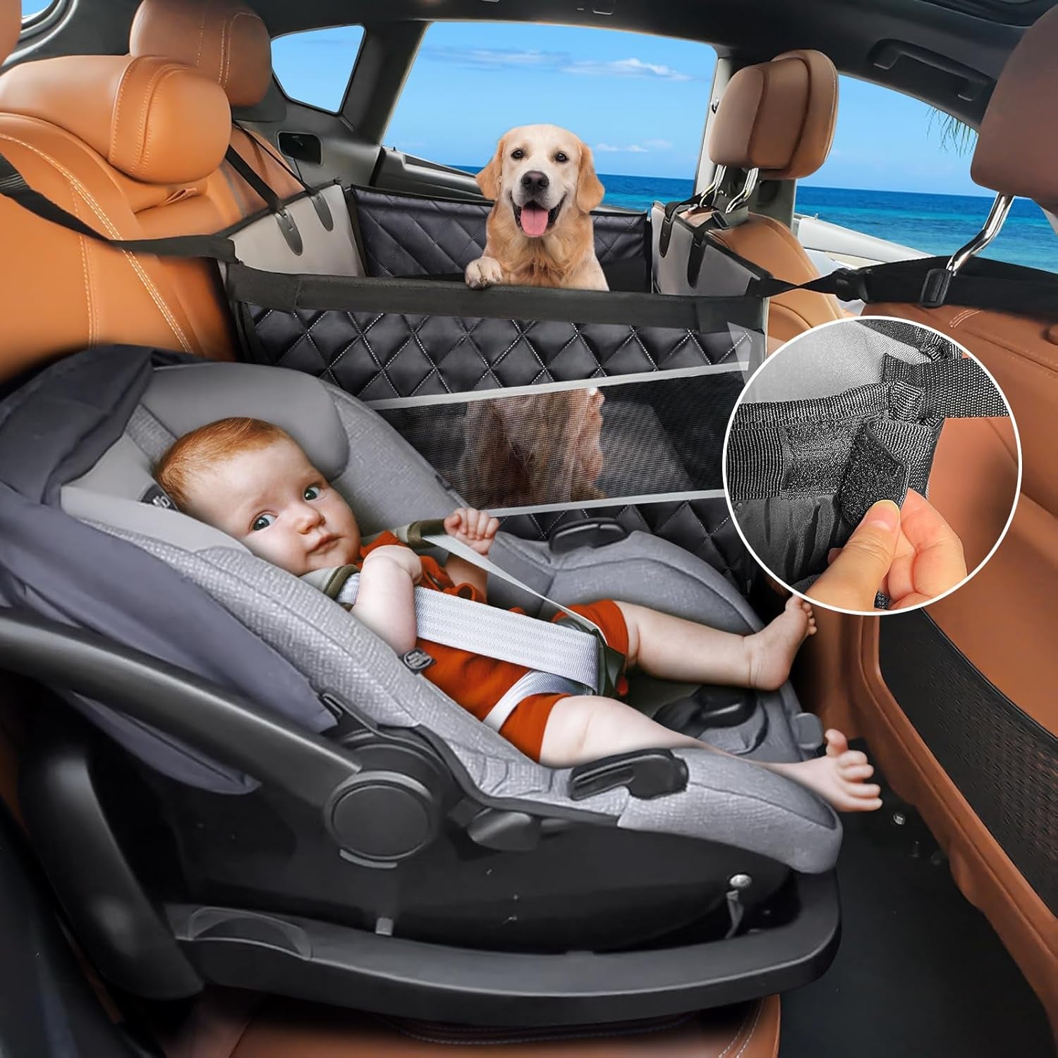 Dog Car Seat for Large Medium Dogs, Back Seat Extender for Pets, Waterproof Pet Carseat for Medium Sized Dog, Hammock for Pet, with Storage Pocket for Cars/Suv/Truck(L)