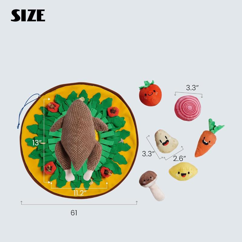 Nocciola Thanksgiving Turkey Dog Toy - 7-in-1 Interactive Puzzle with Squeaky Veggies for All Breeds!
