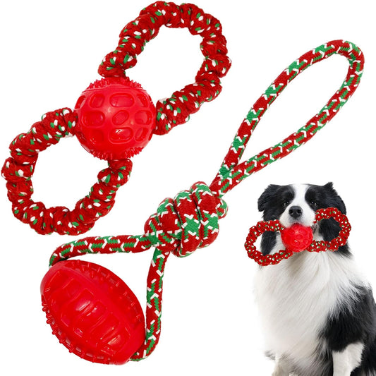 Christmas Dog Toys, 2 Pack Dog Christmas Toys, Dog Gifts for Christmas, Cotten Rope Tug of War Dog Teething for Small and Medium Dogs