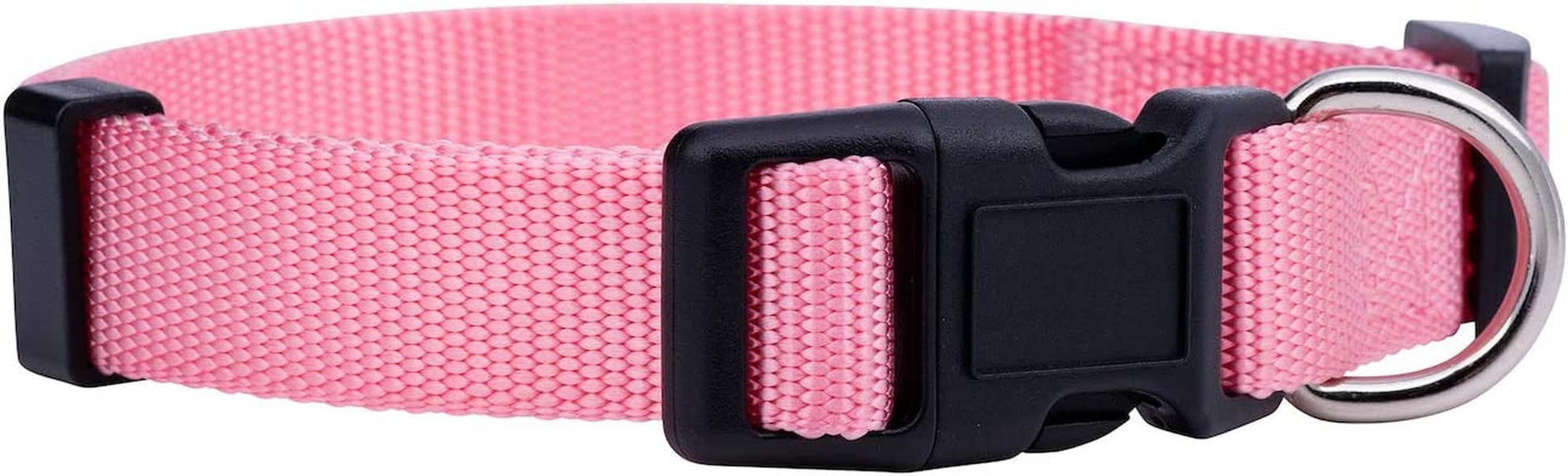 Basic Nylon Dog Collar, Adjustable for Small, Medium, Large Pet and Puppies Accessories, Cute Colors for Male, Female, Boy, Girl, Puppy (Small, Pink)