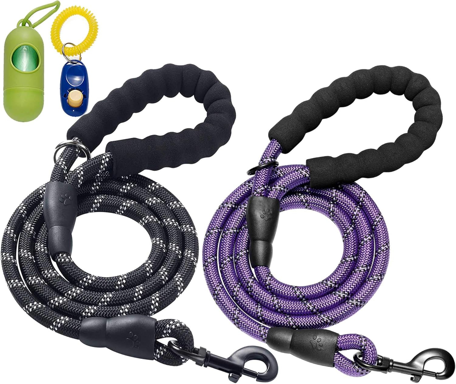 2 Pack 5 FT Heavy Duty Dog Leash with Comfortable Padded Handle Reflective Dog Leashes for Medium Large Dogs (S)