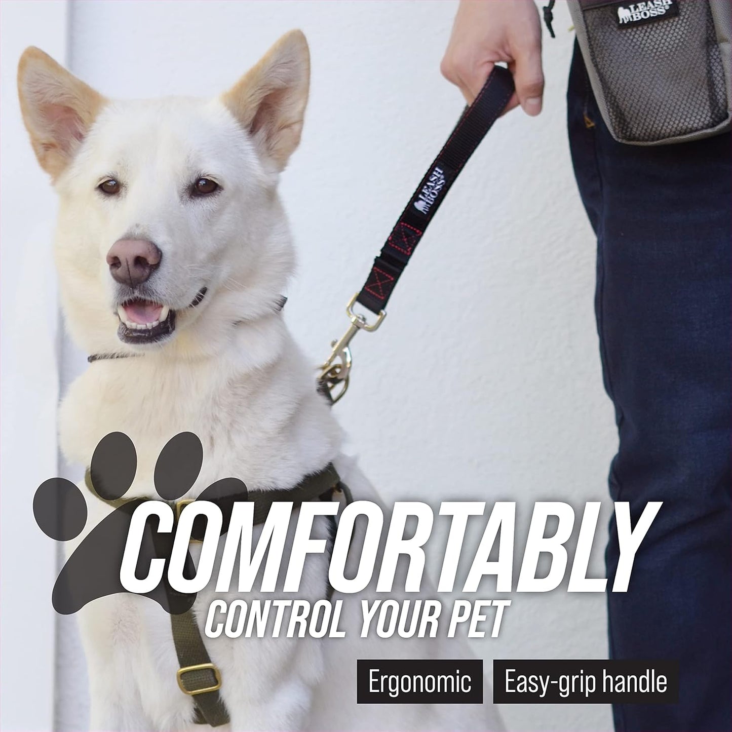 Short Dog Leash with Padded Handle - 12, 18, and 24 Inch Leads for Large Dogs - 1 Inch Nylon (12 In, Black/Red/Gray)