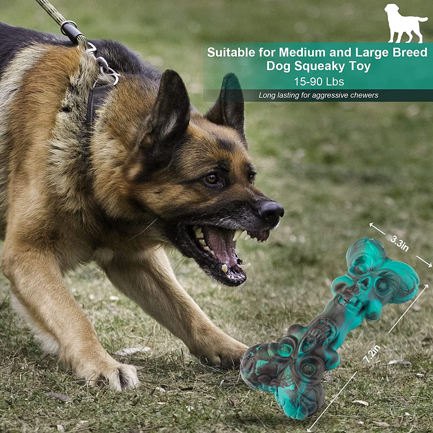 Squeaky Dog Toys for Aggressive Chewers, Indestructible Dog Chew Toy,Tough Dog Toys,Interactive Dog Bones,Natural Rubber Dogs-Teeth Cleaning Chews for Large/Medium Breed Dogs