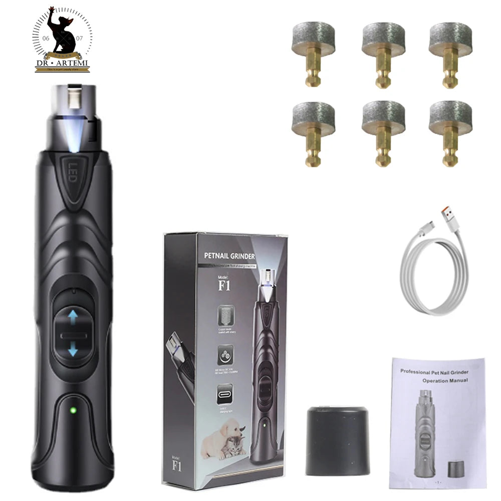 Rechargeable USB Charging Pet Dog Nail Grinders Electric Cat Paws Nail Grooming Trimmer Tools