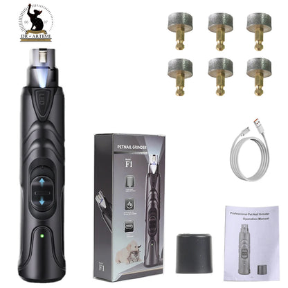 Rechargeable USB Charging Pet Dog Nail Grinders Electric Cat Paws Nail Grooming Trimmer Tools