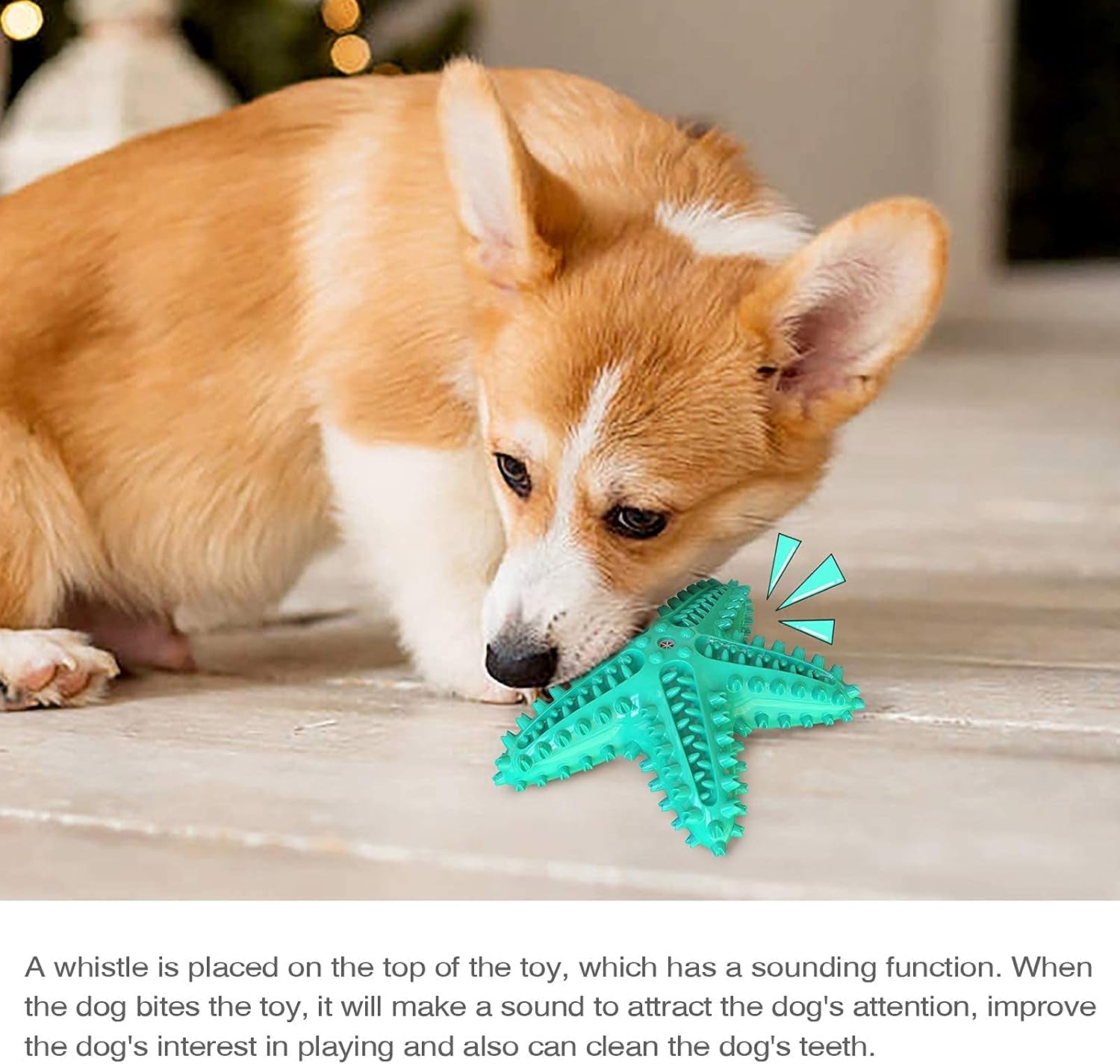 Dog Toys for Aggressive Chewers, Dog Teething Cleaning Toothbrush Toy, Durable Squeaky Interactive Starfish Puppy Toys for Small Medium Large Breed