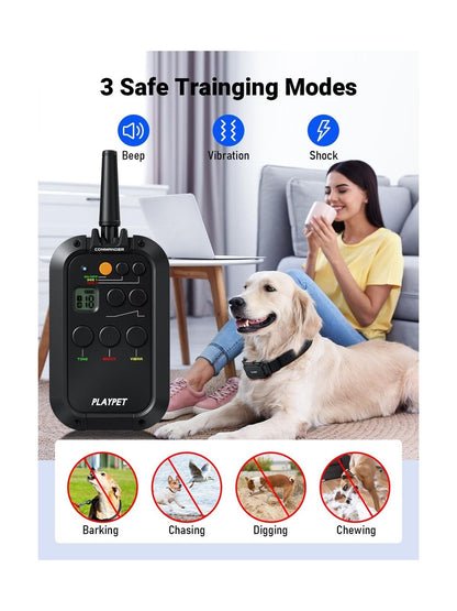 PLAYPET Dog Training Collar, 2950FT Remote Dog Shock Collar for Small Medium ...