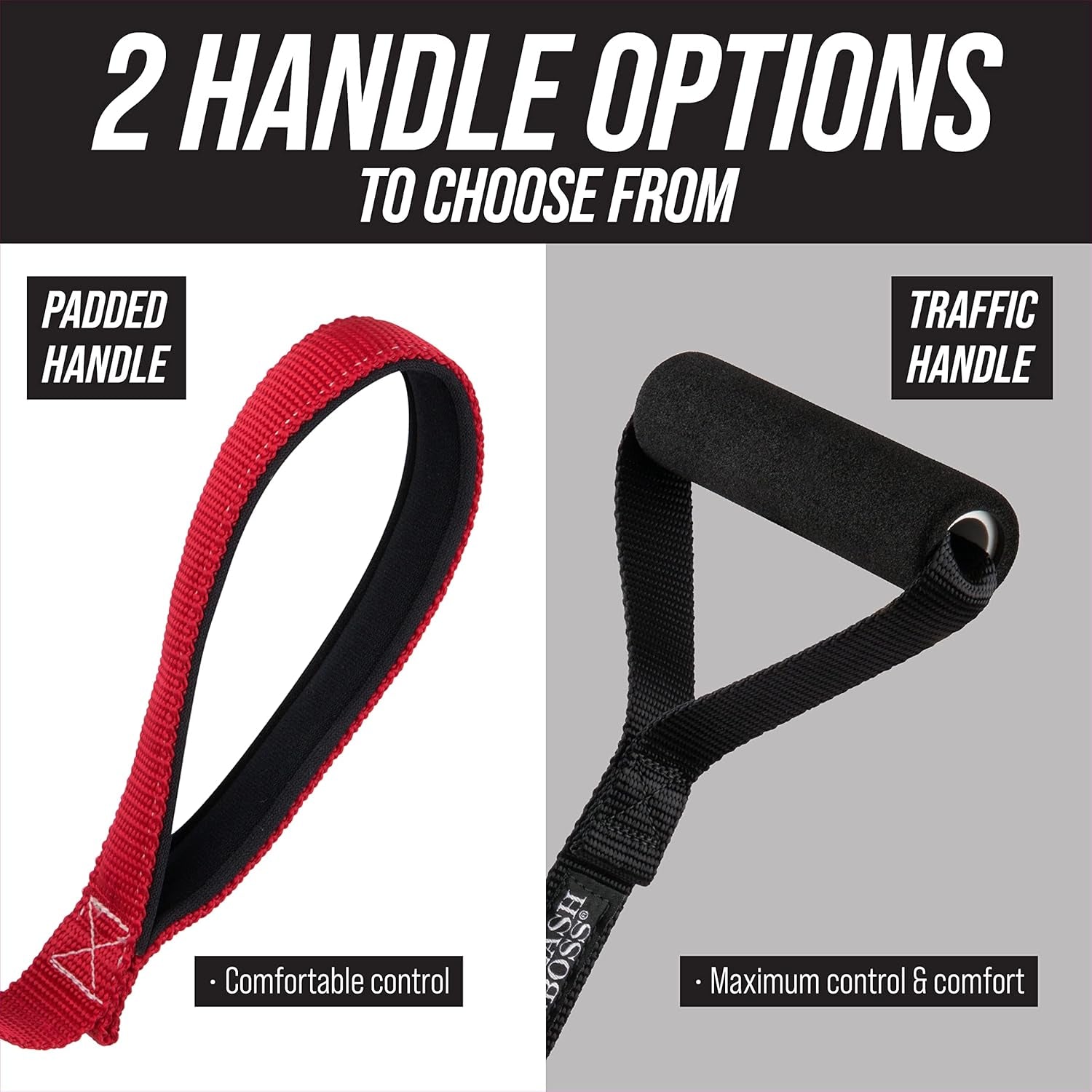 Short Dog Leash with Padded Handle - 12, 18, and 24 Inch Leads for Large Dogs - 1 Inch Nylon (12 In, Black/Red/Gray)