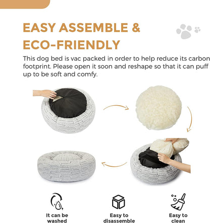 Dog Beds Donut Bed, for Small Medium Large Dogs & Cats with Orthopedic Memory Foam, Fluffy and Chic Washable Bed Multiple Sizes (23'')