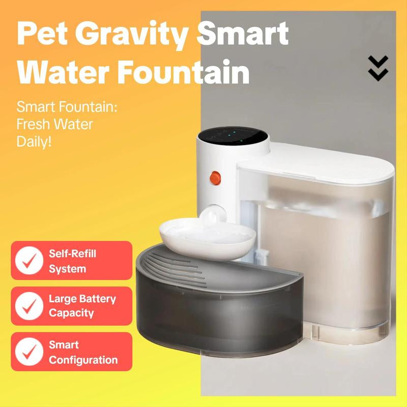 Gift for Pets, Pet Gravity Smart Cat Fountain, Silent Cat Water Fountain, Healthy Dog Water Dispenser, Automatic Pet Water Dispenser, Feeding Supplies for Dogs & Cats