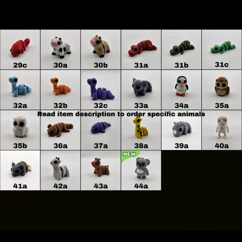Strong & Durable Pocket Pets - Cute 3D Printed Articulating Mini Fidget Sensory Baby Animals for Road Trips or Party Bags