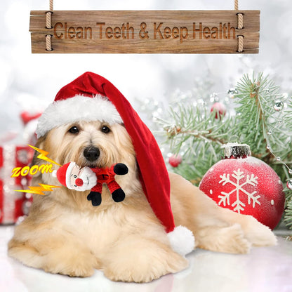 Christmas Squeaky Dog Toys, Durable Rubber Dog Chew Bite Toy Stuffed Dog Toys, Funny Interactive Dog Toys with Crinkle Paper for Puppy Small Medium Pets Dogs (Santa Claus)