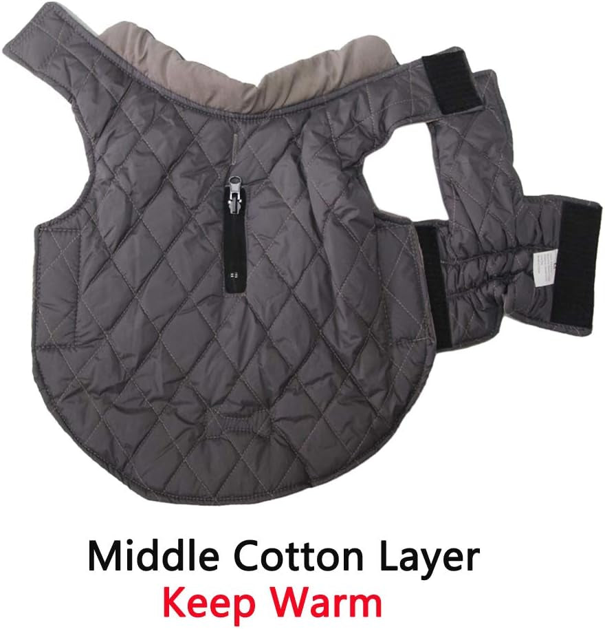 Reversible Dog Coats for Small Dogs Waterproof Warm Dog Jacket for Cold Winter,Grey M