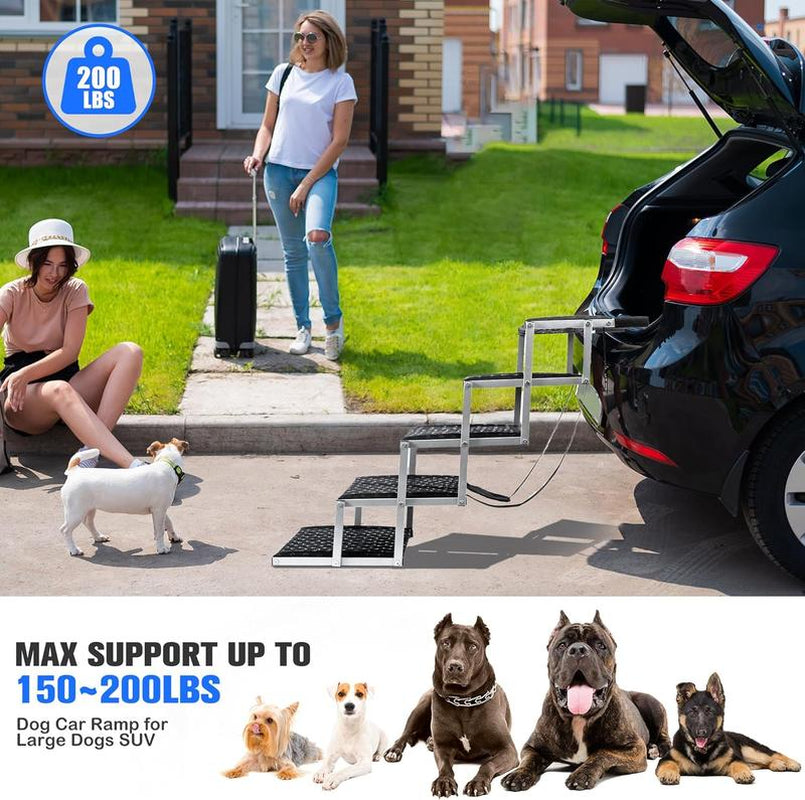 Niubya Portable Dog Ramp for Cars - Lightweight, Non-Slip Folding Steps for Large Dogs, Supports Up to 200 Lbs
