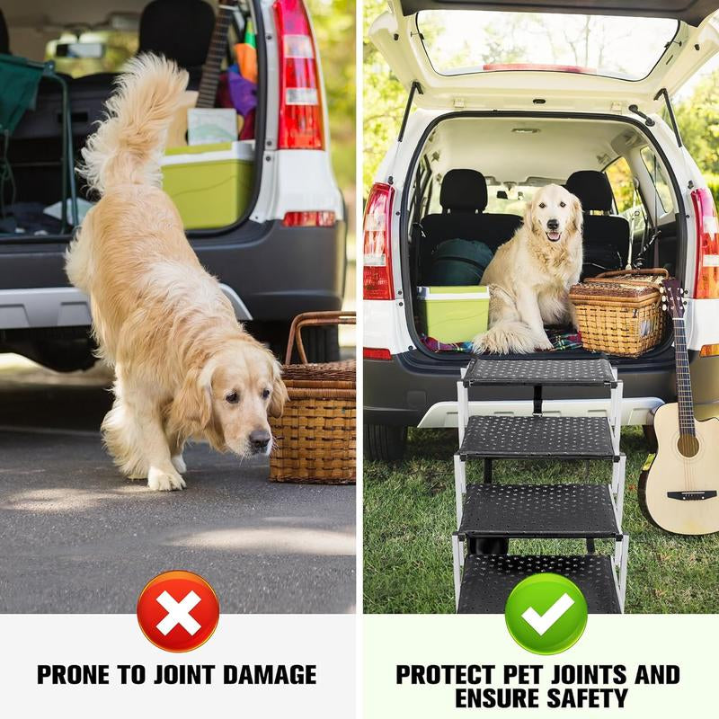 Niubya Portable Dog Ramp for Cars - Lightweight, Non-Slip Folding Steps for Large Dogs, Supports Up to 200 Lbs