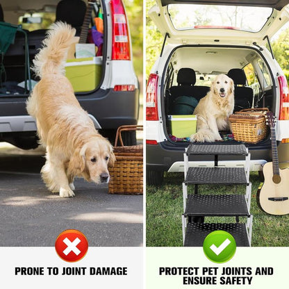 Niubya Portable Dog Ramp for Cars - Lightweight, Non-Slip Folding Steps for Large Dogs, Supports Up to 200 Lbs