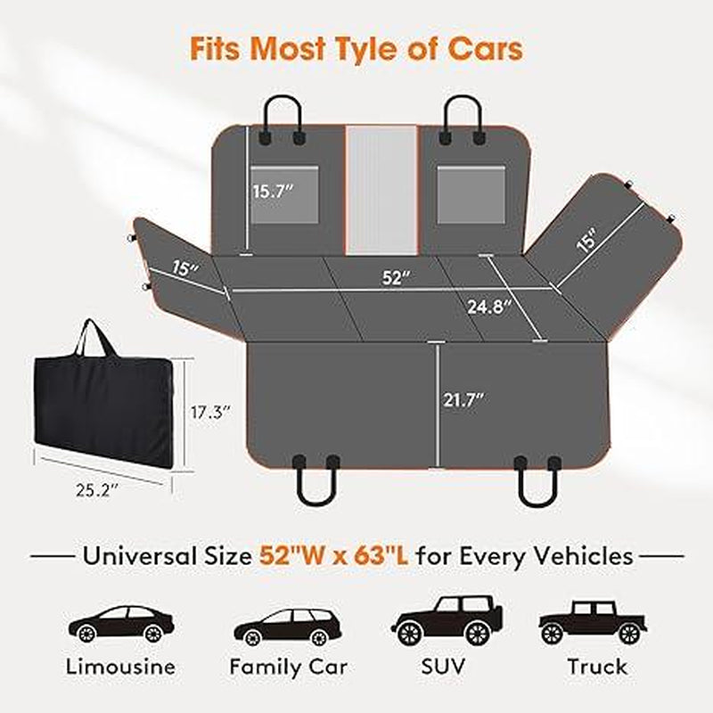 MIXJOY Heavy Duty Dog Car Seat Cover & Back Seat Extender - Ultimate Travel Hammock for SUVs & Trucks, Perfect for Aggressive Chewers - Ideal Father's Day Gift!