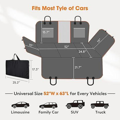 MIXJOY Heavy Duty Dog Car Seat Cover & Back Seat Extender - Ultimate Travel Hammock for SUVs & Trucks, Perfect for Aggressive Chewers - Ideal Father's Day Gift!