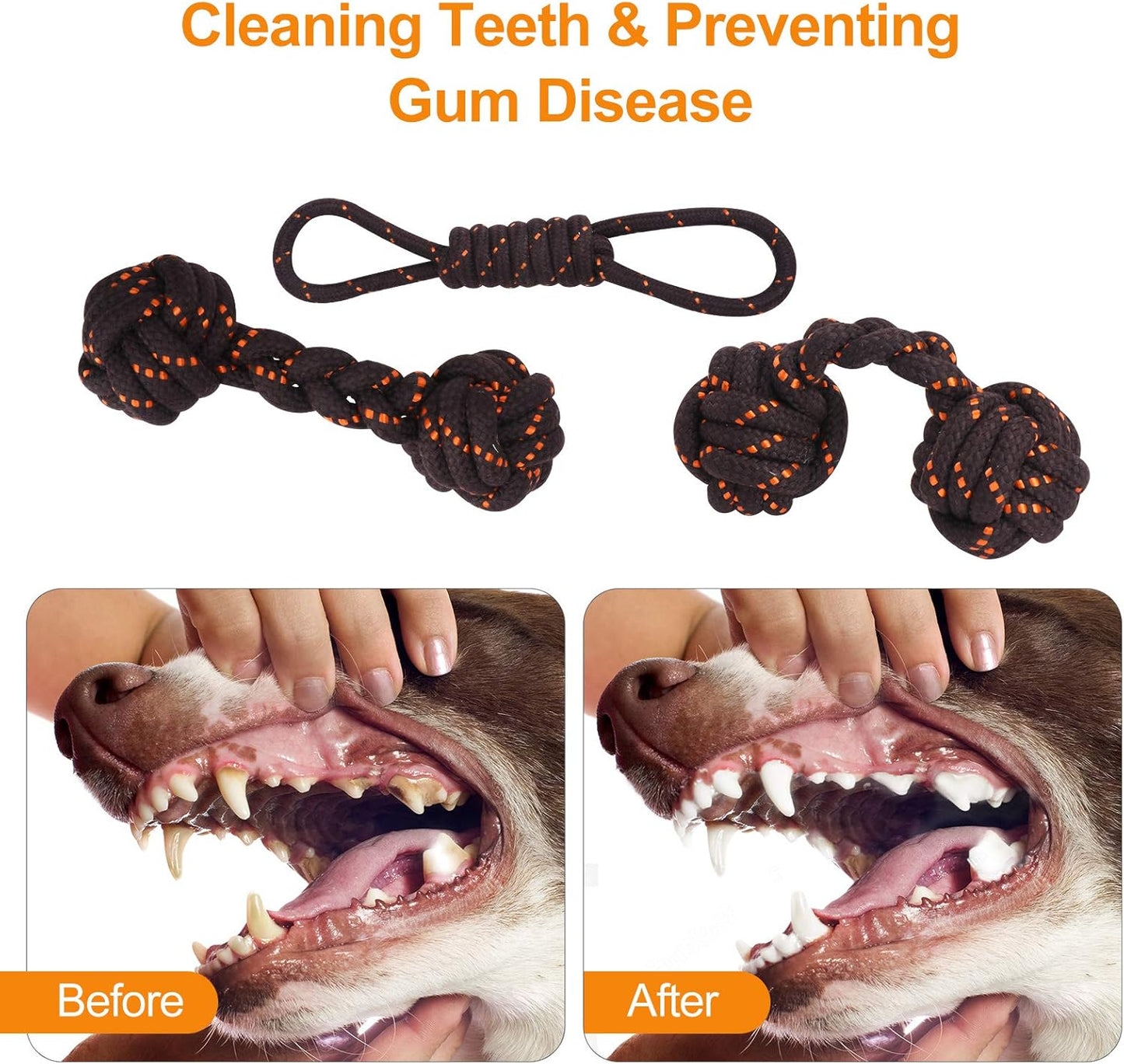 Dog Toys, Squeaky No Stuffing Fox Raccoon Plush Toys Indestructible Cotton Rope Chew Set Toys Tooth Cleaning, Interactive Game,Anxiety Release for Small Medium Aggressive Chewers